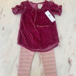 Velvet shirt and leggings set